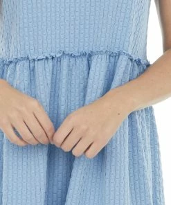 Entro Cornflower Circle Texture Babydoll Knit Dress Dresses