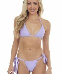 Mermaid Swimwear Lavender Strappy Bikini Set With Front Tie 12 Mermaid Swimwear Lavender Strappy Bikini Set With Front Tie