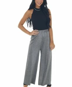 Nostalgia Black And Silver Stretchy Flowy Capri Pants