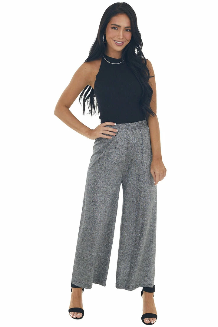 Nostalgia Black And Silver Stretchy Flowy Capri Pants 3 Nostalgia Black And Silver Stretchy Flowy Capri Pants
