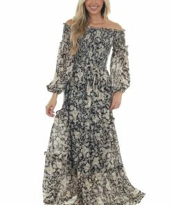 Flying Tomato Black Floral Print Off Shoulder Maxi Dress Dresses 24 Flying Tomato Black Floral Print Off Shoulder Maxi Dress Dresses