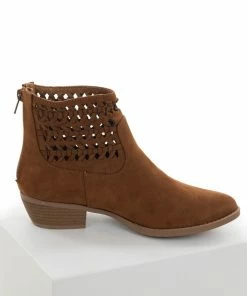 Shoe La La Shoes Sepia Faux Suede Braided Panel Booties 20 Shoe La La Shoes Sepia Faux Suede Braided Panel Booties