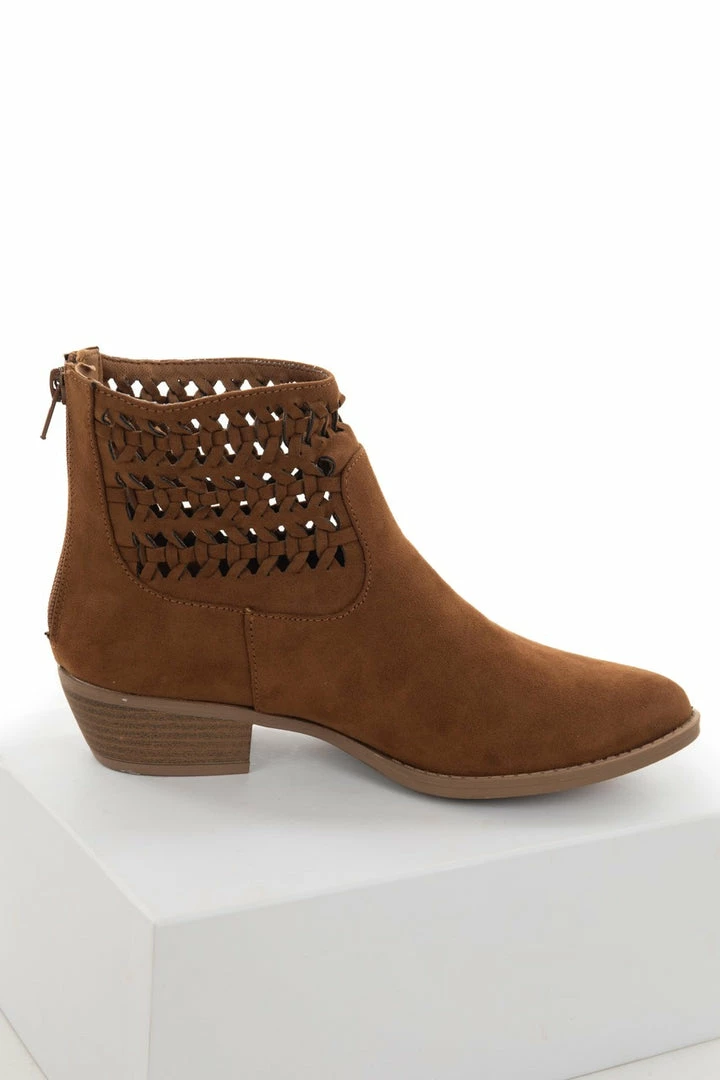 Shoe La La Shoes Sepia Faux Suede Braided Panel Booties 11 Shoe La La Shoes Sepia Faux Suede Braided Panel Booties
