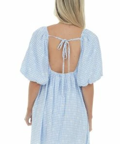 Sweet Lemon Dresses Cornflower Gingham Ditsy Floral Babydoll Dress