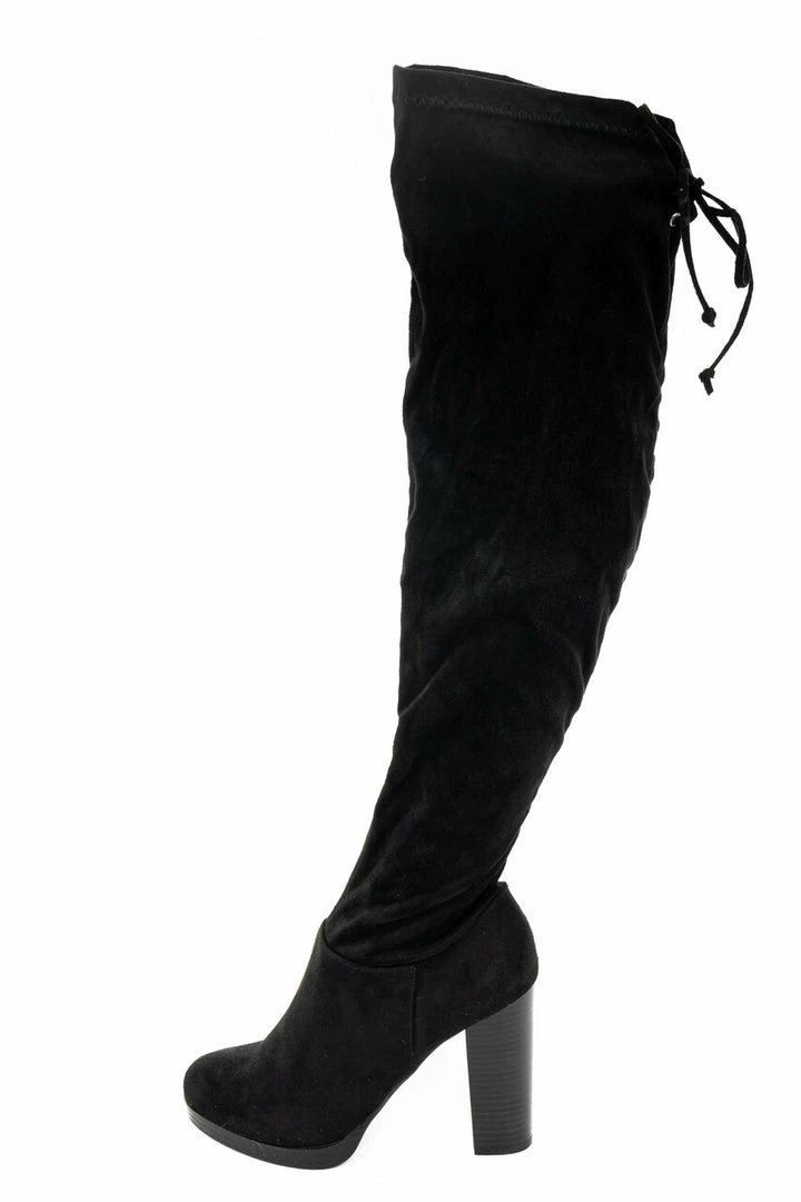 Legend Footwear Black Faux Suede Knee Length High Heel Boots 11 Legend Footwear Black Faux Suede Knee Length High Heel Boots