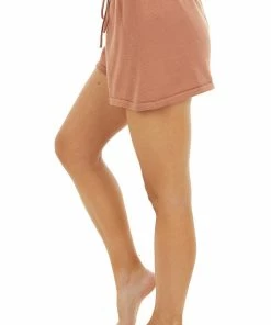 She + Sky Ginger Lightweight Sweater Shorts With Drawstring Waist