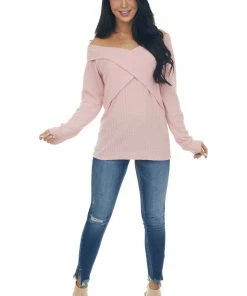 BiBi Bubblegum Criss Cross Brushed Waffle Knit Top 30 BiBi Bubblegum Criss Cross Brushed Waffle Knit Top