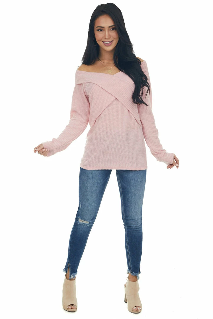 BiBi Bubblegum Criss Cross Brushed Waffle Knit Top 13 BiBi Bubblegum Criss Cross Brushed Waffle Knit Top