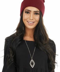 Olive & Pique Wine Solid Comfy Knit Basic Beanie