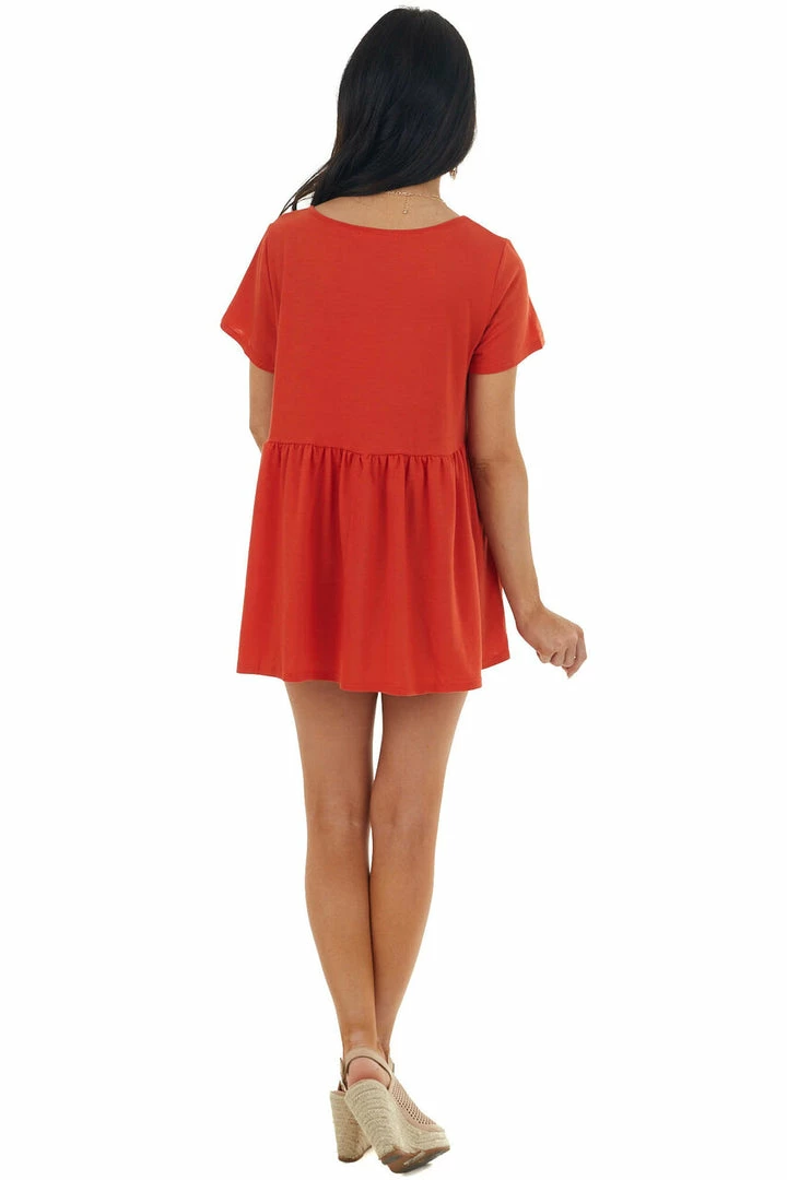 AND THE WHY Rust Short Sleeve Top With Lace Detail 6 AND THE WHY Rust Short Sleeve Top With Lace Detail