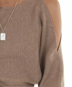 Bluivy Mocha Long Dolman Sleeve Dress With Cold Shoulder 15 Bluivy Mocha Long Dolman Sleeve Dress With Cold Shoulder
