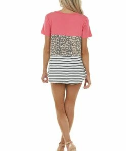 HEIMISH Watermelon Contrast Multiprint V Neck Short Sleeve Knit Top Tops 31 HEIMISH Watermelon Contrast Multiprint V Neck Short Sleeve Knit Top Tops