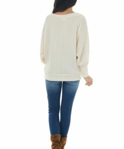 143 Story Tops Vanilla Textured Knit Banded Dolman Sleeve Top 31 143 Story Tops Vanilla Textured Knit Banded Dolman Sleeve Top