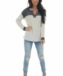 BiBi Charcoal And Cream Button Detailed Knit Top 14 BiBi Charcoal And Cream Button Detailed Knit Top