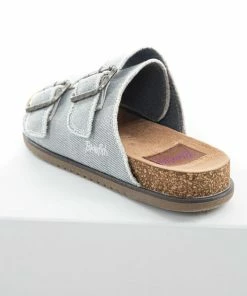BLOWFISH Shoes Slate Denim Slip On Sandals With Buckle Detail
