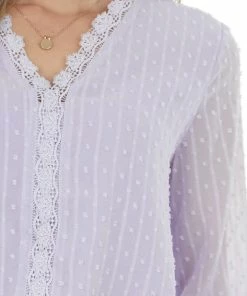 Miss Sparkling Lavender Swiss Dot Blouse With Lace Details 15 Miss Sparkling Lavender Swiss Dot Blouse With Lace Details