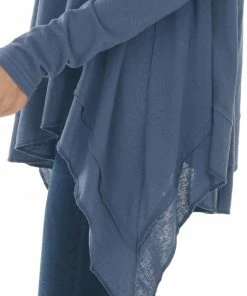 Easel Stormy Blue Handkerchief Hem Reverse Seam Top Tops