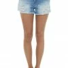 Easel Dark Wash High Rise Flower Embroidered Shorts