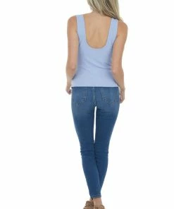 Entro Cornflower Ruched Tank Top With Knot Details Tops 14 Entro Cornflower Ruched Tank Top With Knot Details Tops