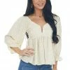 Entro Tops Lemon And Cream Ditsy Floral Peasant Top