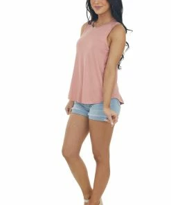 HYFVE Tops Coral Pink Lightweight Soft Knit Tank Top