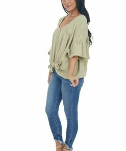 Davi & Dani Willow Button Down Flare Sleeve Blouse 24 Davi & Dani Willow Button Down Flare Sleeve Blouse