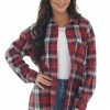 Vine & Love Crimson And Navy Plaid Chest Pocket Flannel 1 Vine & Love Crimson And Navy Plaid Chest Pocket Flannel