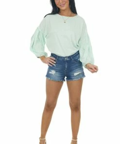 Easel Tops Mint Wide Fit Puff Sleeve Stitch Detail Top 27 Easel Tops Mint Wide Fit Puff Sleeve Stitch Detail Top