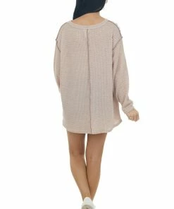 BiBi Tops Rich Latte Leopard Colorblock Waffle Knit Top 27 BiBi Tops Rich Latte Leopard Colorblock Waffle Knit Top