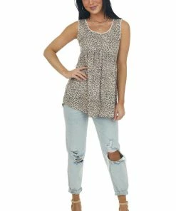 Hailey & Co Tops Latte Leopard Print Tank Top With Crochet Trim 10 Hailey & Co Tops Latte Leopard Print Tank Top With Crochet Trim