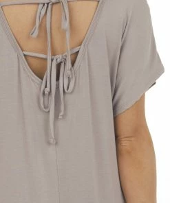Vanilla Bay Mocha Knit Mini Tee Shirt Dress With Pockets
