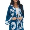 Kori America Sea Blue And Ivory Circle Tie Dye Woven Kimono