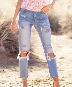 Special A Mid Wash High Rise Ankle Cut Distressed Straight Leg Jeans 21 Special A Mid Wash High Rise Ankle Cut Distressed Straight Leg Jeans