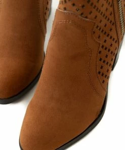 JP ORIGINAL CORP Shoes Spice Faux Suede Perforated High Heel Booties