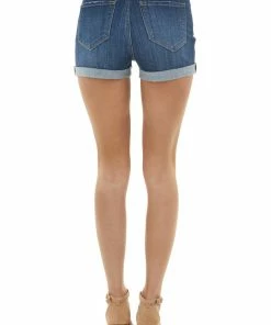 KanCan Dark Wash High Waisted Denim Shorts With Cuffed Hem Bottoms 20 KanCan Dark Wash High Waisted Denim Shorts With Cuffed Hem Bottoms