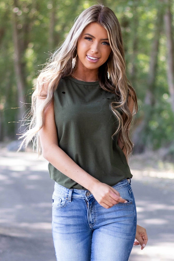 American Chic Forest Green Muscle Tank With Laser Cut Hole Details Tops 20 American Chic Forest Green Muscle Tank With Laser Cut Hole Details Tops