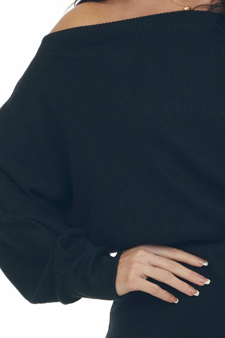 Lime Lush Black Ribbed Off Shoulder Dolman Sleeve Dress 18 Lime Lush Black Ribbed Off Shoulder Dolman Sleeve Dress