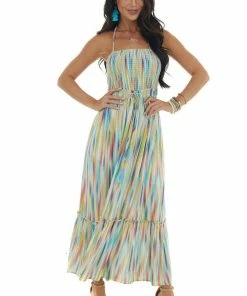 Davi & Dani Multicolor Striped Sleeveless Maxi Dress