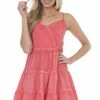 Umgee Dresses Raspberry Mineral Wash Sweetheart Neck Dress