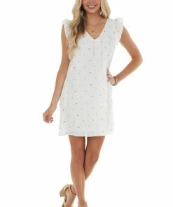 Lush Clothing Dresses White Polka Dot Ruffle Cap Sleeve Babydoll Woven Mini Dress 32 Lush Clothing Dresses White Polka Dot Ruffle Cap Sleeve Babydoll Woven Mini Dress