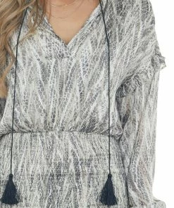 Sweet Lemon Dresses Charcoal Snakeskin Print Short Blouson Dress