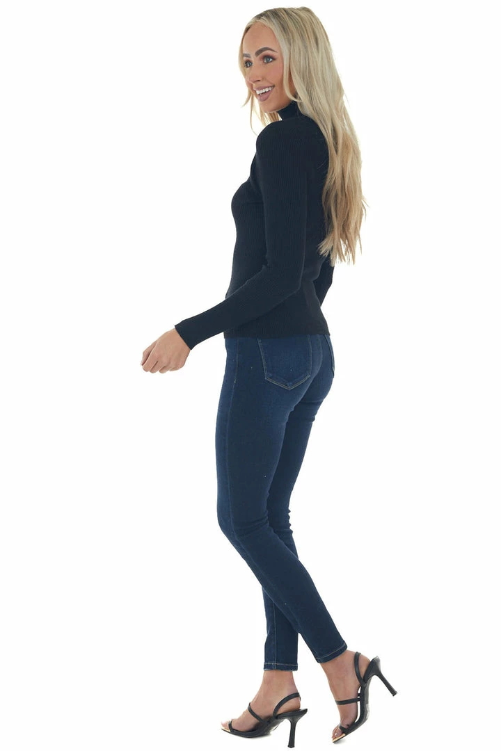 IDEM DITTO Black Ribbed Knit Long Sleeve Turtleneck Tops 16 IDEM DITTO Black Ribbed Knit Long Sleeve Turtleneck Tops