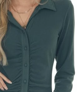 She + Sky Forest Brushed Knit Long Sleeve Shirt Dress Dresses 28 She + Sky Forest Brushed Knit Long Sleeve Shirt Dress Dresses