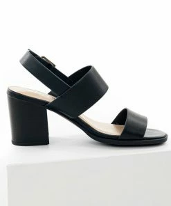 FORTUNE DYNAMIC Black Sling Back Block Heels Shoes