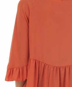 Haptics Pumpkin 3/4 Flare Sleeve Drop Waist Blouse