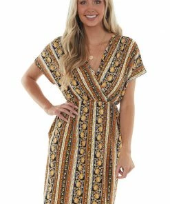 Haptics Mango And Black Striped Print Short Dress