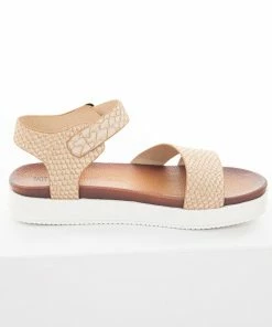 Brand Headquarters Desert Sand Snakeskin Crossover Strap Sandal Shoes