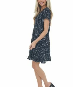 ANGIE Dresses Black And Off White Polka Dot Tiered Dress 13 ANGIE Dresses Black And Off White Polka Dot Tiered Dress