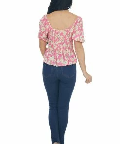 Lush Clothing Bubblegum Pink Floral Print Peplum Top Tops 29 Lush Clothing Bubblegum Pink Floral Print Peplum Top Tops