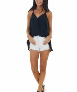 143 Story Black Surplice Wrap Sleeveless Camisole Tops 27 143 Story Black Surplice Wrap Sleeveless Camisole Tops